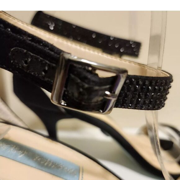 Betsey Johnson "Shilo" Black Rhinestone/Silk Strappy Sandals Sz.9 MSRP $109 - Picture 5 of 9